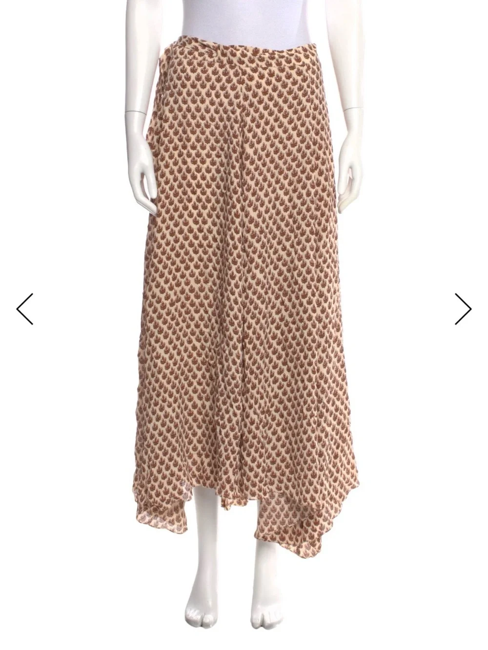 Printed Doen Beige and Brown Maxi Wrap Skirt - Lightweight Flowing Silhouette
